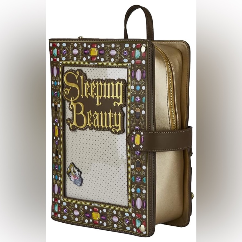 LOUNGEFLY: DISNEY SLEEPING BEAUTY COLLECTOR PIN DOUBLE STRAP SHOULDER BAG